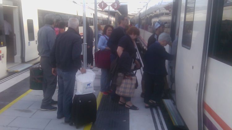 Els usuaris han hagut d'esperar-se a l'estació de Maçanet-Massanes i fer el transbord a un altre tren © ACN