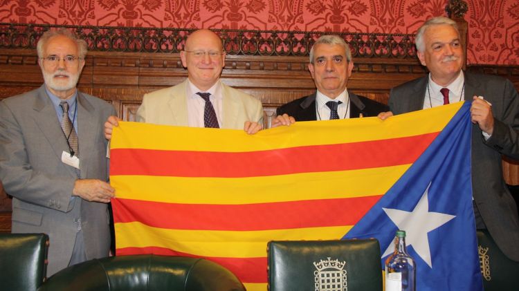 D'esquerra a dreta, Agustí Soler, Hywel Williams, Jaume Manel Onorich i Toni Strubell  © ACN
