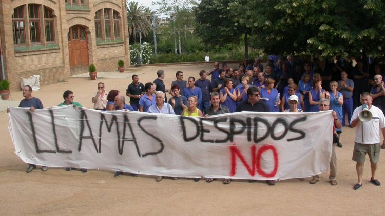 Els treballadors de Llamas en plena manifestació de protesta © ACN