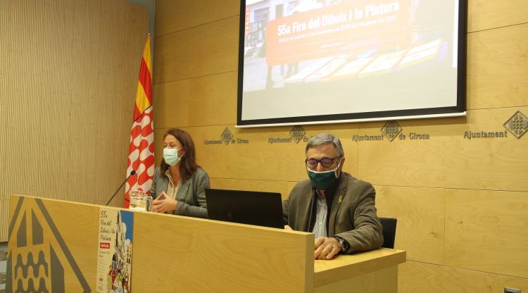 L'alcaldessa, Marta Madrenas, i Joan Matamala a la presentació de la fira