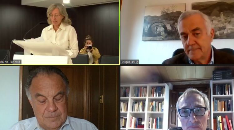 Captura de pantall d'un dels debats de la Taula Gironina del Turisme d'avui. ACN