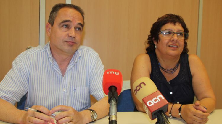 El secretari general de CCOO, Bartomeu Compte, i la secretària general d'UGT, Montse Bassa © ACN