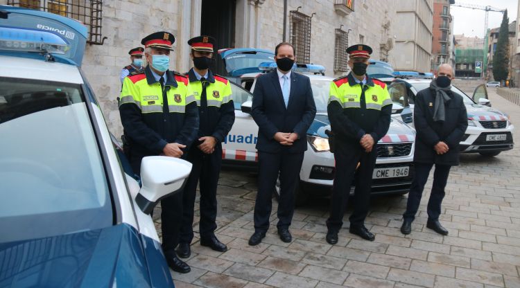 El director de la Policia, Pere Ferrer, al centre amb els comandaments de Girona i el director dels serveis territorials d'Interior, Albert Ballesta. ACN