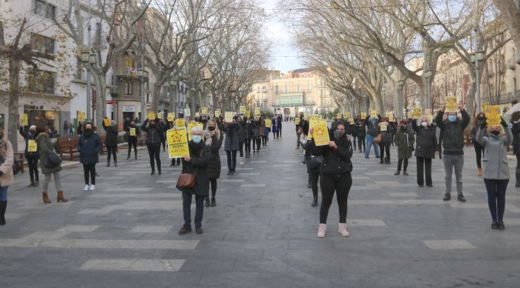 Un moment de la concentració que ha tingut lloc avui. ACN