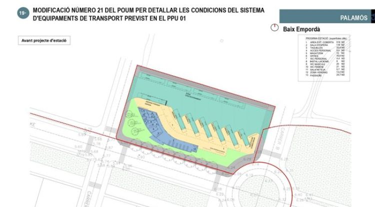 Mapa amb la ubicació de la nova estació de busos de Palamós