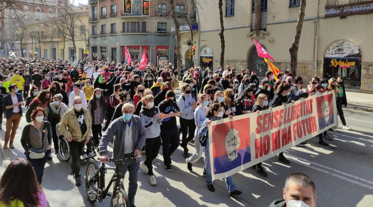 Un moment de la manifestació d'avui a Girona. ACN