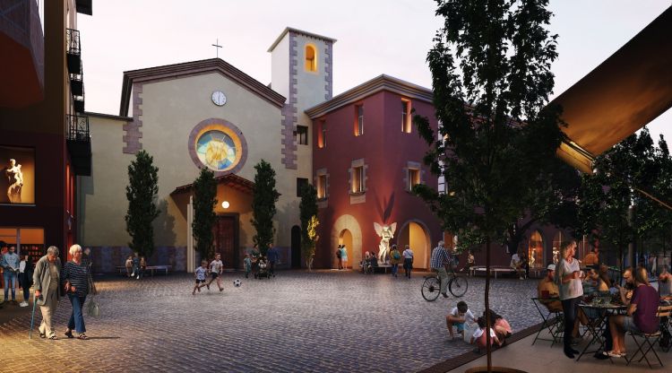 Imatge virtual de la futura plaça del Carme d'Olot i el seu entorn. ACN