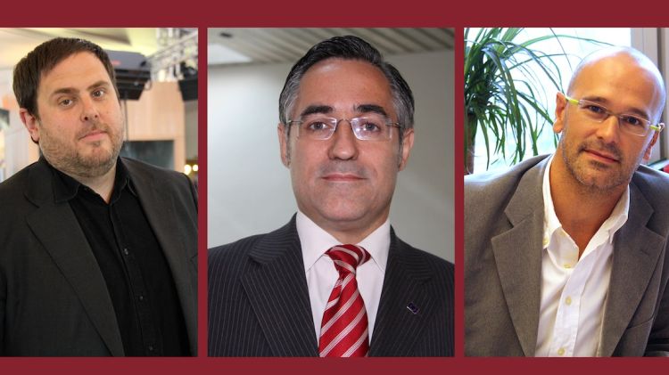 Els eurodiputats Oriol Junqueras (ERC), Ramon Tremosa (CiU) i Raül Romeva (ICV) © ACN