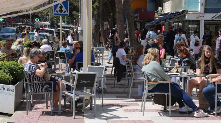 Una terrassa a Platja d'Aro, aquest matí. ACN