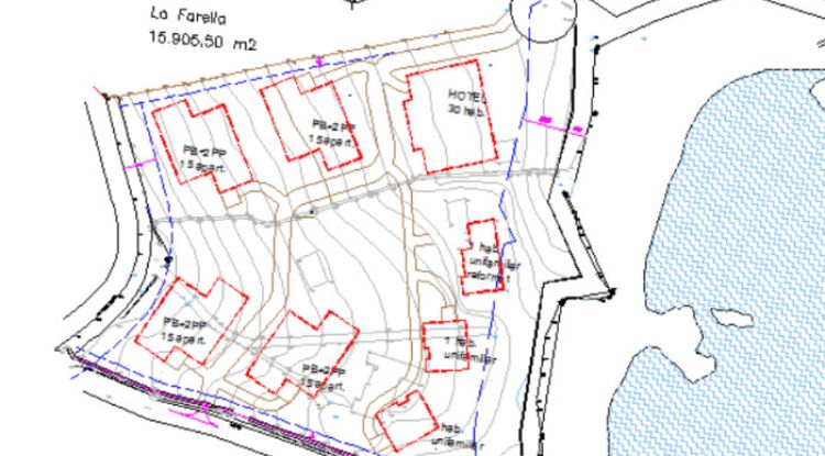 Un plànol del projecte previst a la pineda de la Farella de Llançà