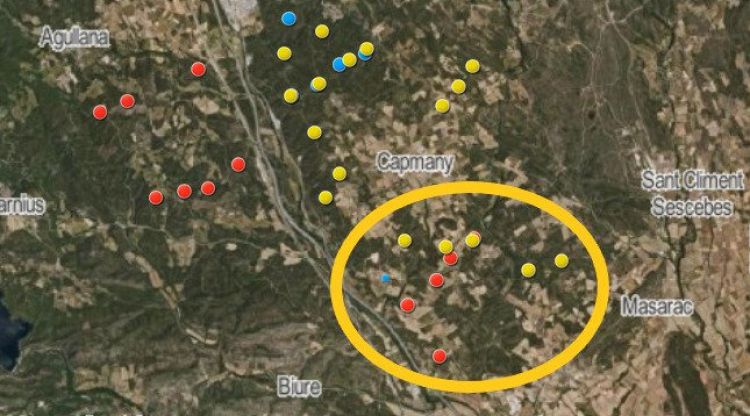 La imatge, recreada a través del visor ambiental, amb la qual la IAEDEN alerta d'un nou projecte de parc eòlic