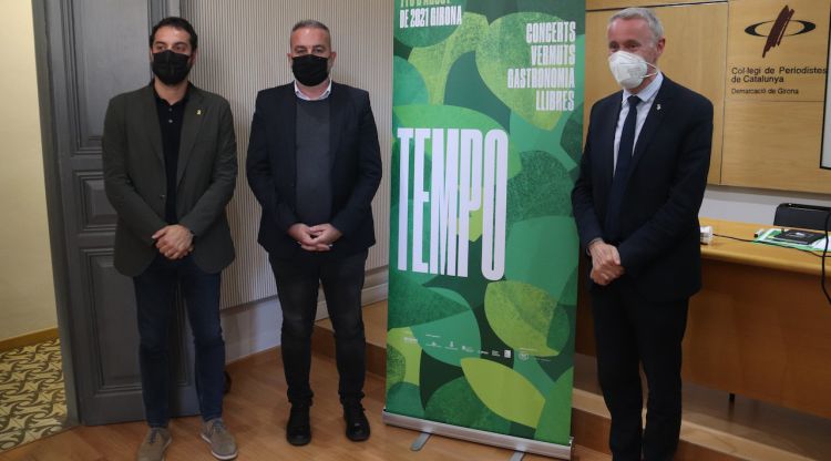 Quim Ayats, Albert Candela i Albert Piñeira en la presentació del Tempo Girona. ACN