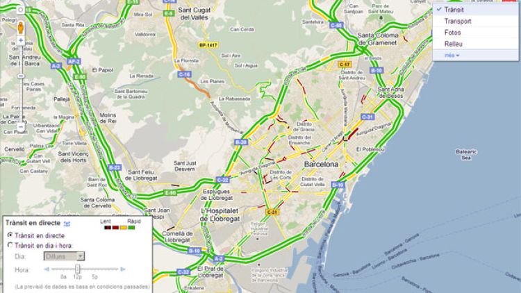 Aspecte del mapa del trànsit de Google Maps © ACN