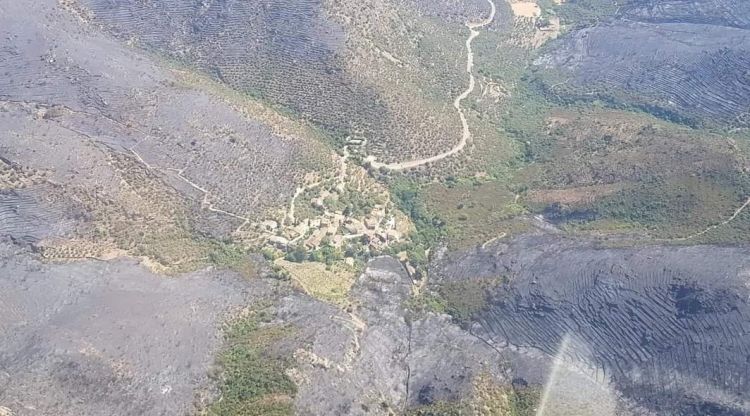 La zona afectada de la Vall de la Santa Creu a vista de dron