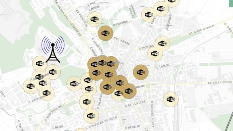 Plànol amb tots els punts de Wifi repartits a la ciutat © AG