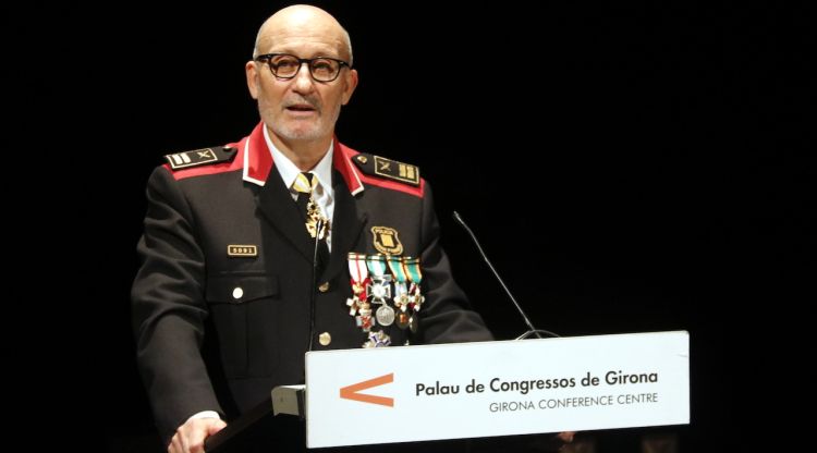 El cap de la Regió Policial de Girona, el comissari Josep Milan, durant la celebració del Dia de les Esquadres. ACN