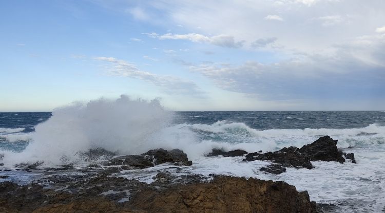 La forta tramuntana d'avui a Port de la Selva. Jesús B.