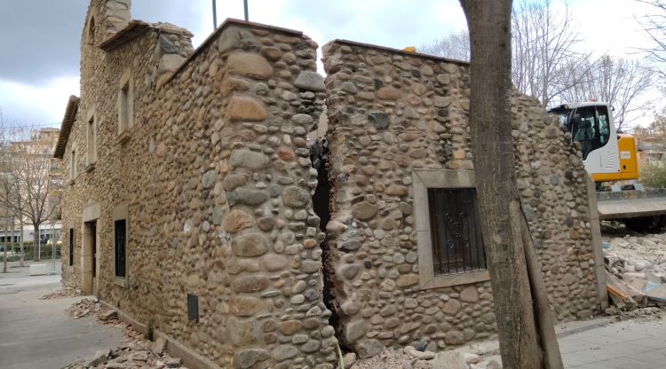 Les obres d'enderroc de Can Burrassó, avui. Guanyem Girona