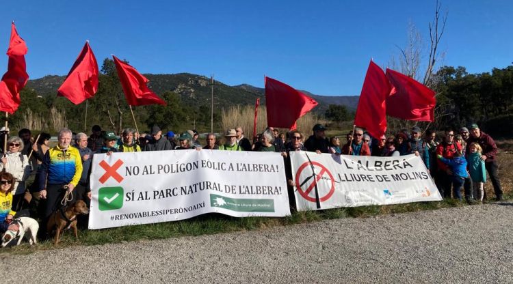 Una protesta contra el parc eòlic Galatea el passat mes de febrer