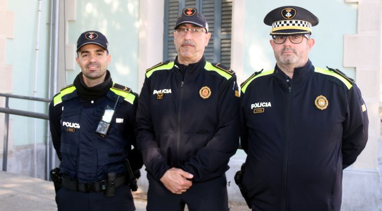 El caporal cap de la Policia Local de Llagostera, Adrià Ruano; el caporal de la Policia Local de Caldes de Malavella Xavier Puigdevall, i el sergent i cap de la Policia Local de Cassà, José Luis Lara. ACN