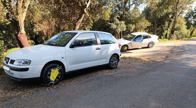 Vehicles immobilitzats al control dels Mossos d'Esquadra a la carretera dels Àngels. ACN