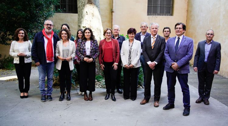 Laura Vilagrà amb la delegada Laia Cañigueral i Josep Maria Galí, aquest matí a Perpinyà