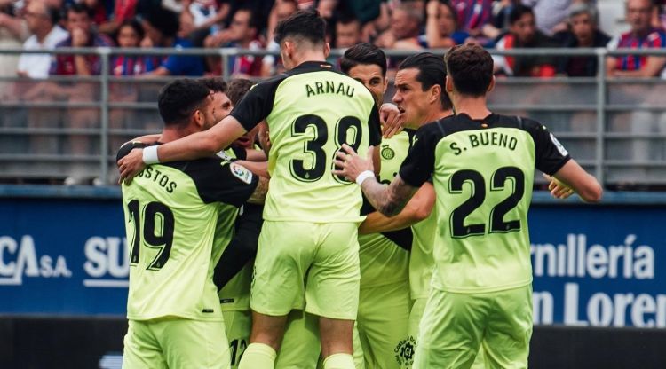 Els jugadors de Montilivi celebrant el passi a la final. Girona FC