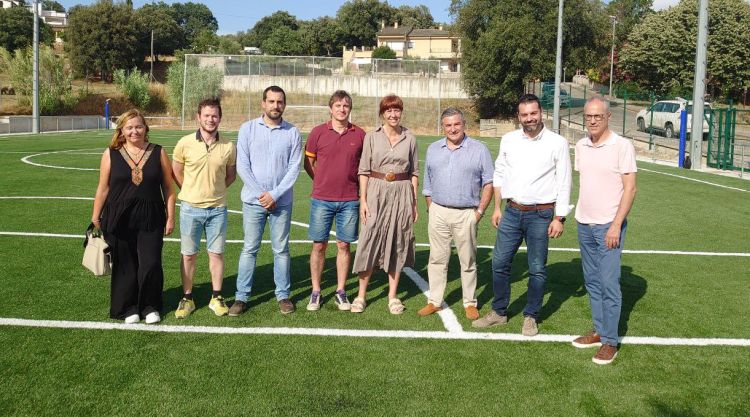 Un moment de la visita d'obres celebrada ahir