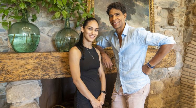 Els ballarins Laura Rodríguez i Carlos Acosta a l'Hotel Peralada, aquesta tarda. ACN