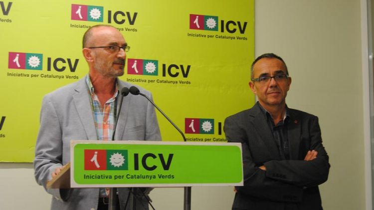 Marc Vidal i Joan Coscubiela durant l'assemblea d'ICV. ICV