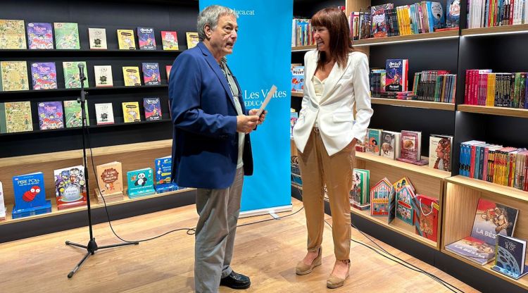 Joan Matamala, de la Fundació Les Voltes, i l'alcaldessa de Girona, Marta Madrenas