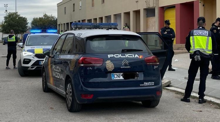 Efectius de la Policia Nacional i la Guàrdia Urbana fent controls a la Marca de l'Ham