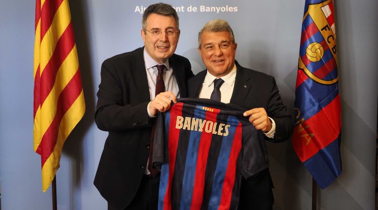 Miquel Noguer i Joan Laporta, aquest migdia a Banyoles