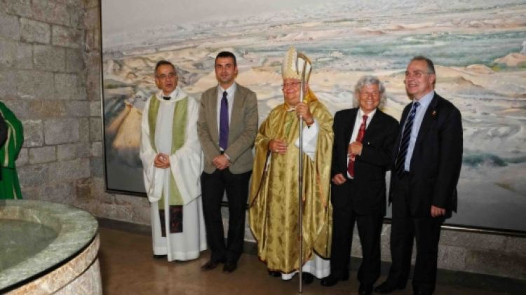 D'esquerra a dreta: mossèn Taberner, Santi Vila, el bisbe Francesc Pardo, Lluís Roura i Jaume Torramadé © ACN