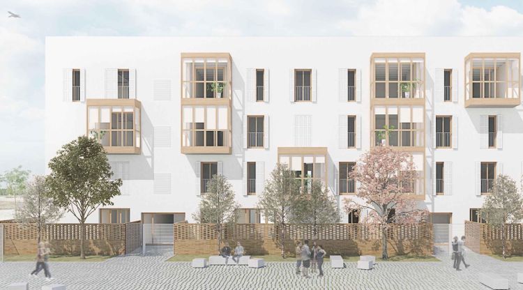 Projecció dels habitatges assequibles que es construiran al Pla de Dalt de Domeny. Estudi d’arquitectura Oikosvia