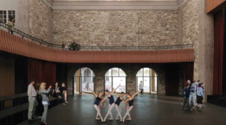 Imatge virtual de la rehabilitació de la Sala municipal del Palau dels comtes de Castelló d'Empúries