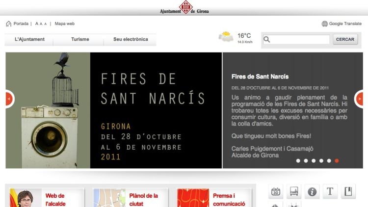 Captura de pantalla del nou web de l'Ajuntament de Girona © AG