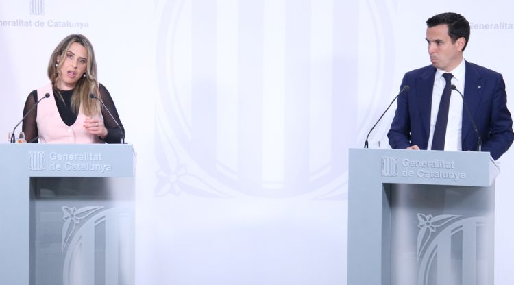 Compareixença conjunta de la portaveu del Govern, Patrícia Plaja, i el director de l'ACA, Samuel Reyes. ACN