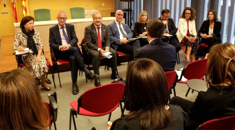 El president del TSJC, Jesús M. Barrientos, i el president en funcions de l'Audiència de Girona, Adolfo García Morales. ACN