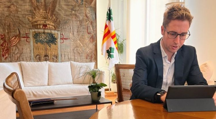 Jordi Masquef ahir en el seu primer dia al despatx de l'Ajuntament de Figueres