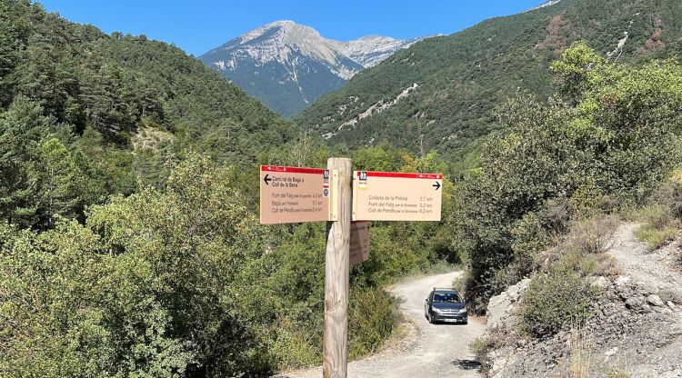 Un vehicle circula per una pista forestal al Parc Natural del Cadí-Moixeró. ACN