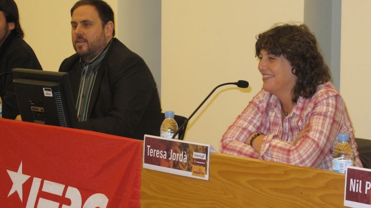 Oriol Junqueras i Teresa Jordà, a la conferència 'Què anem a fer a Madrid?' a la UdG © AG