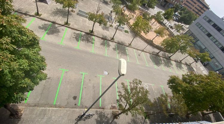 La nova zona verda al carrer de Pau Casals, ja pintada