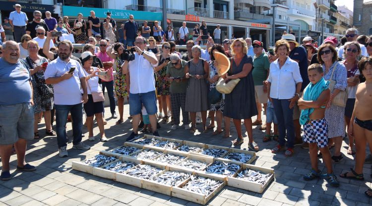 Les sardines en una recreació d'una antiga llotja. ACN