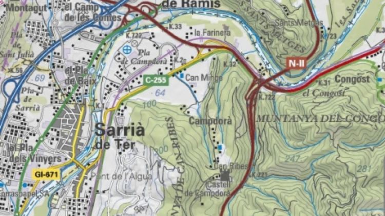 Mapa de la zona on es fa la recerca de l'home de 74 anys desaparegut a Campdorà © ACN