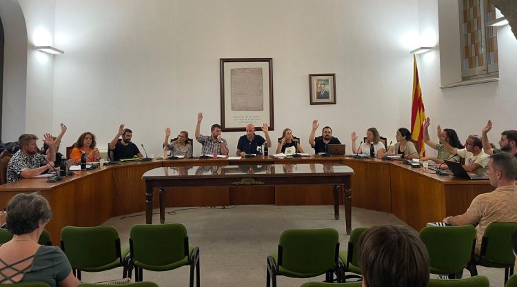 Tots els grups votant a favor de la moció