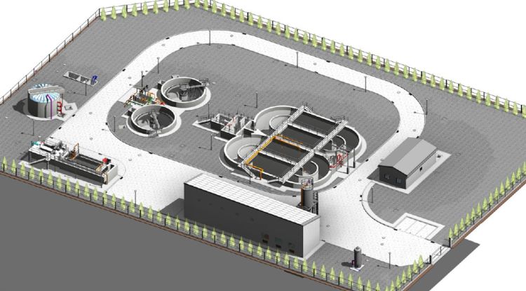 Recreació virtual de la nova depuradora d'Amer que l'ACA ha licitat. ACN