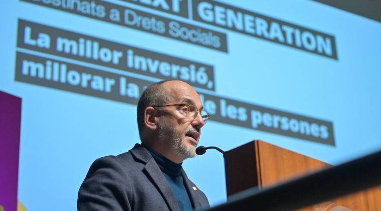 El conseller Campuzano detalla la inversió social del Govern amb Next Generation EU a la vegueria de Girona. Departament de Drets Socials