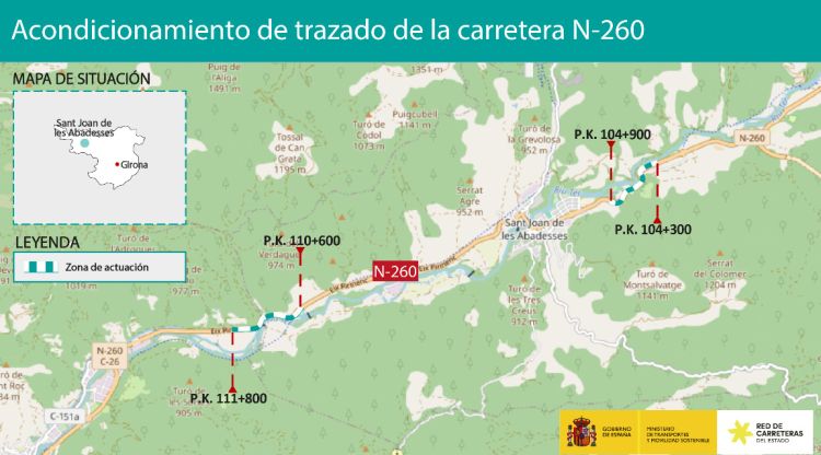 Mapa amb el traçat de les obres que es projecten a la N-260