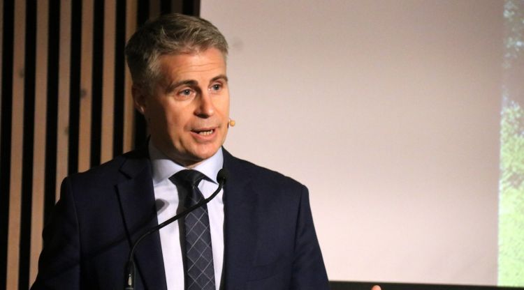 El president de Grans Hotels de Catalunya, Jordi Mias, durant la seva intervenció en la presentació de la marca